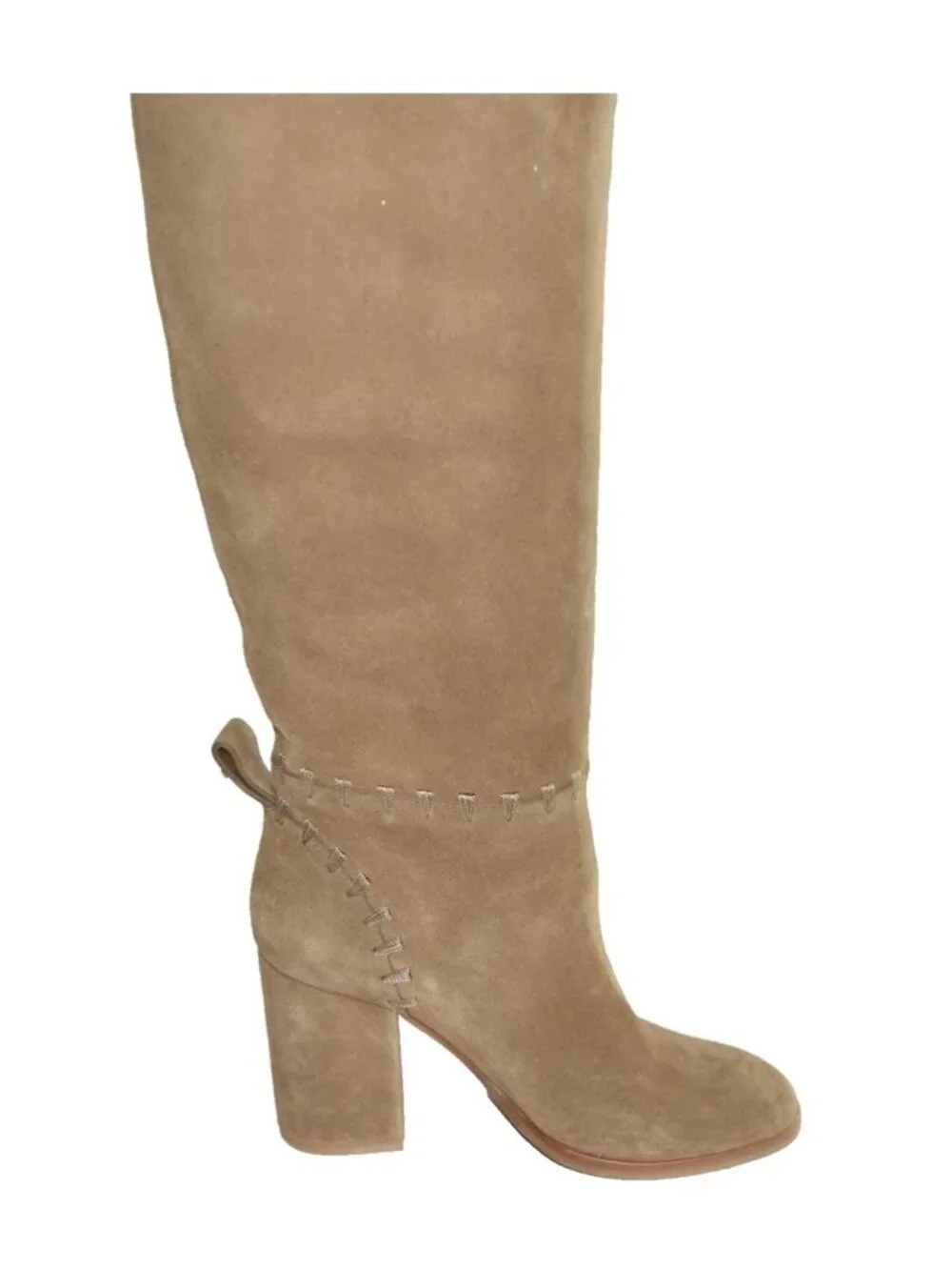 New Tory Burch Contraire Block Heel Suede Boot River Rock Brown 10.5 DD23